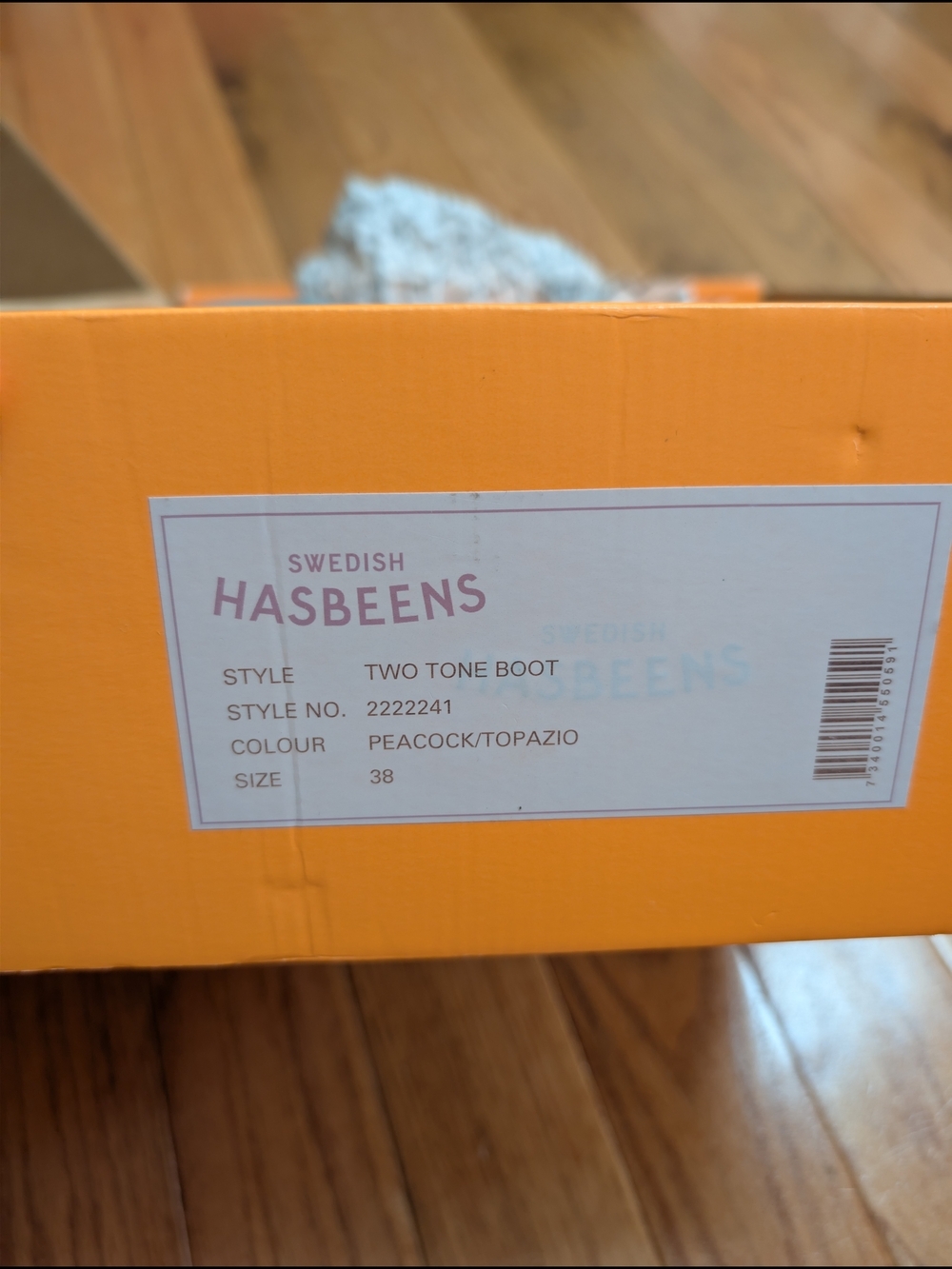 Swedish Hasbeens Two Tone Suede Clog Boots Teal Yellow Peacock Topazio NIB 38 - Picture 8 of 9